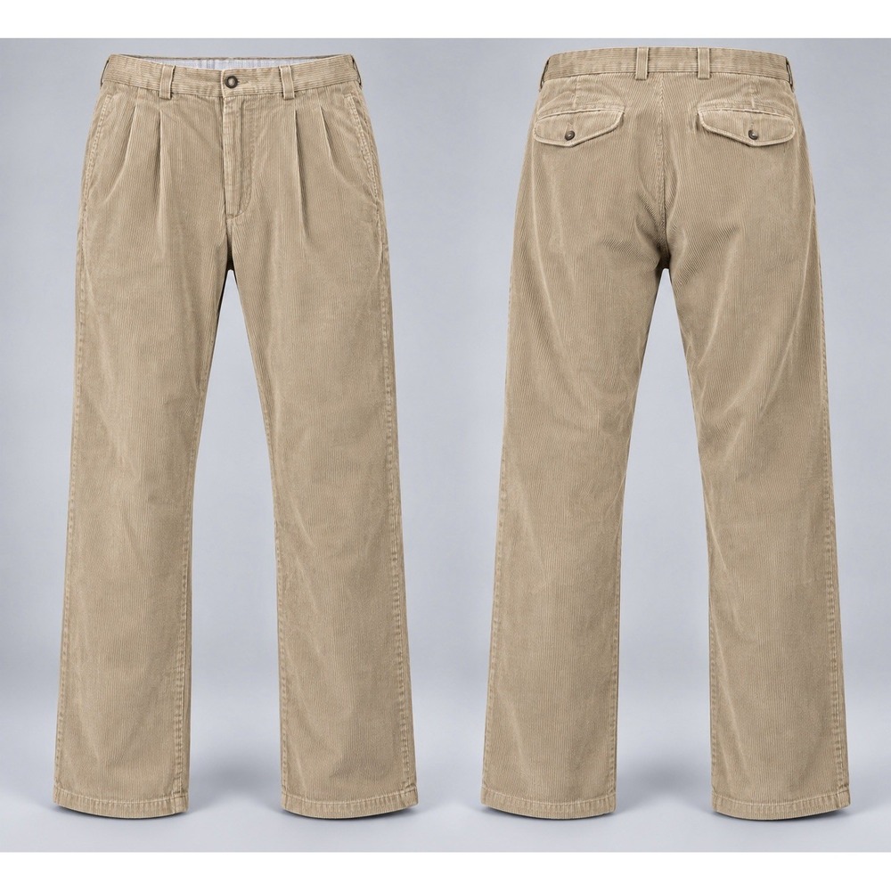L.L. Bean Beige Corduroy Pants mens 35x31 y2k Trousers preppy